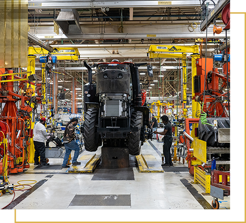 large manufacturing machinery in repair