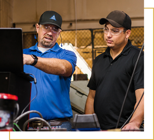 employees collaborating an on-site calibration